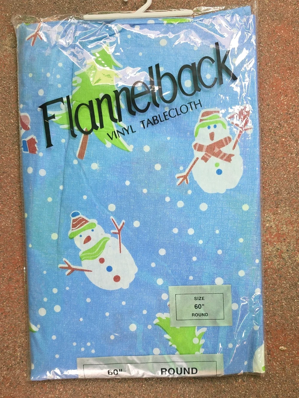 Blue Snowman Vinyl Tablecloth - 60